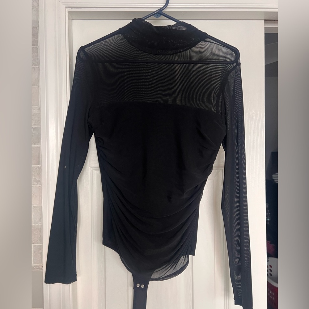 ReoRia Black Sheer Long Sleeve Bodysuit